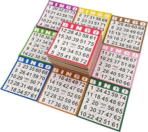 JUNWRROW Bingo Paper Game Cards - 1000 Sheets (100 Books of 10 Colors) - 4"x4" Disposable Cards- Ideal for Seniors, Family Game Night, Large Groups,Classroom Activities