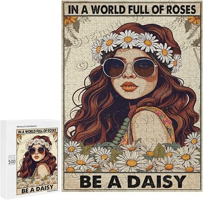 Zomyto in A World Full of Roses Be A Daisy Rustic Wall Decor Farmhouse Wall Art Decor Christmas Wood Hanging Decoration 500 Piece Puzzles for Adults 15x21