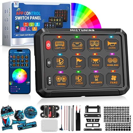 MICTUNING P1s-APP 12 Gang Switch Panel with APP Control, High Power