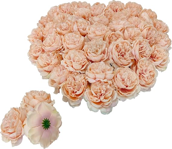 40 Pcs Fall Pink Rose Heads Artificial Flowers,3.3'' Fake Flower Heads for Craft,Silk Rose Heads Bulk,Satin Rose Heads No Stem for DIY Flower Well,Crafts Bouquest (40, Fall Pink)