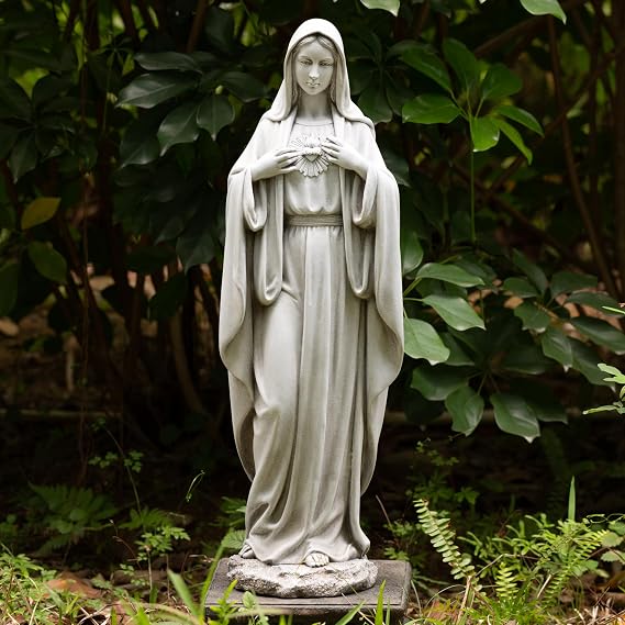 BC Catholic Immaculate Heart of Virgin Mary Statue Outdoor 24.5" H