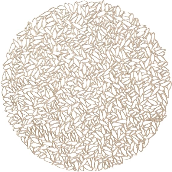 Chilewich Set of 8 Pressed Petal Placemats | Easy Care Openwork Table Mats, Champagne, Indoor/Outdoor, 15" Round Chargers