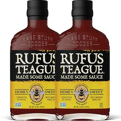 Rufus Teague Honey Sweet BBQ Sauce, 2 Pack Size, Premium Barbecue Sauces with Natural Ingredients, Award-Winning Bold Flavor, Gluten-Free, Non-GMO, 15.25 oz