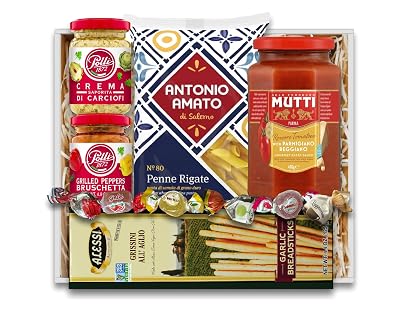 L7 Kitchen Imported Italian Gourmet Meal Gift Basket with Imported Pasta, Sauce, Bruschetta and More