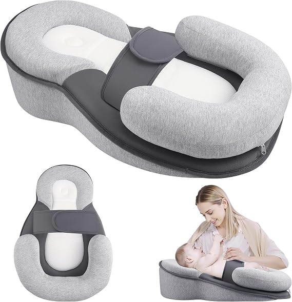 Nursing Pillow for Breastfeeding Moms, Multifunctional Baby Feeding Pillow with Adjustable Safety Strap, Feeding Support Pillow for Newborn Bottle Feeding (2)