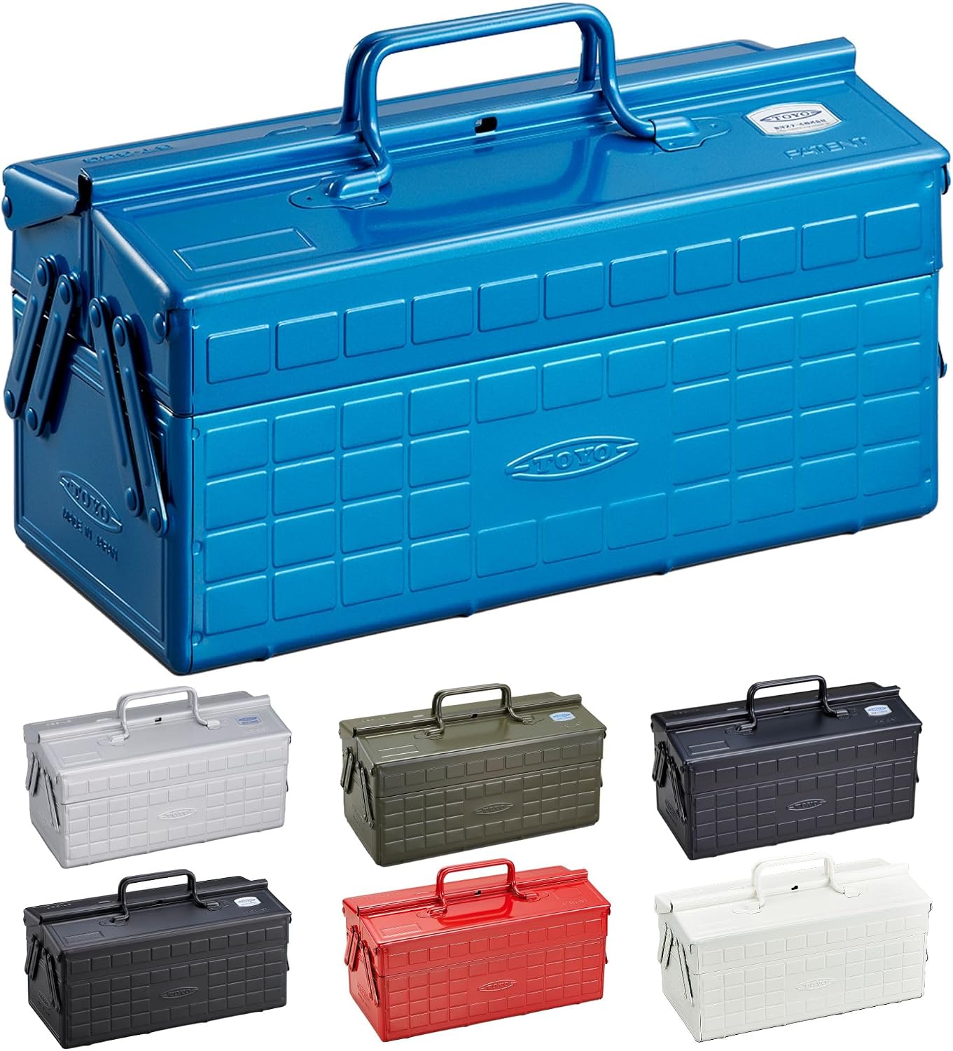 Toyo Steel ST-350 2-Tier Steel Tool Box, Blue, Width 13.8 x Depth 6.3 x Height 8.3 inches 35 x 16 x 21 cm, Made in Japan, Tool Box, Storage Box
