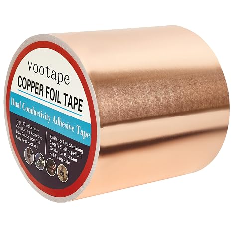 Copper Foil Tape [4 inch x 33ft] with Double-Sided Conductive Adhesive for Guitar, Electrical Repairs, Crafts, Garden, Soldering, Grounding, EMI Shielding, Paper Circuits, Stained Glass