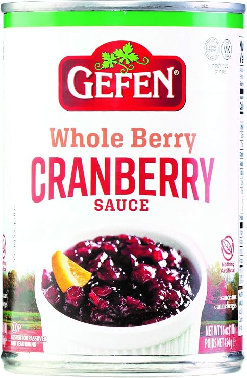 Gefen Whole Berry Cranberry Sauce 16oz (1 Pack) No High Fructose Corn Syrup, Nothing Artificial