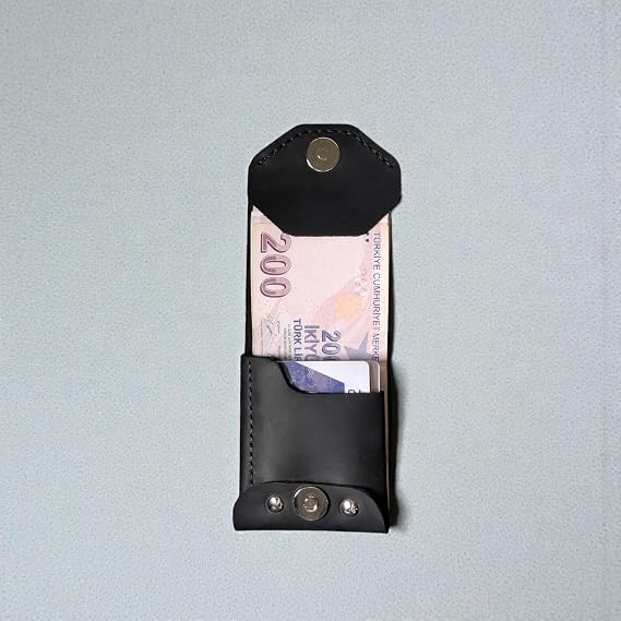 Erkek Cüzdanı Gerçek Deri Nakit & Kart Tasarım Minimal Hediyelik Cüzdan (Siyah)