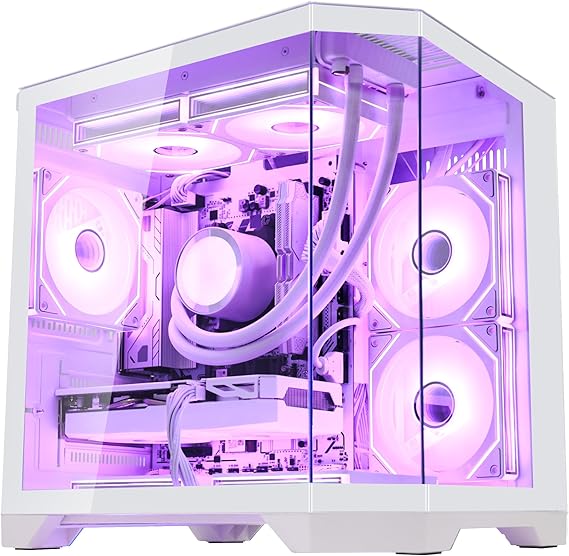 Ocean of Stars Gaming PC Desktop with Gaming Keyboard- RTX 5060 8GB- AMD Ryzen 7 9700X 3.8 GHz-32GB DDR5 6000MHz RAM- 1TB PCIe SSD- 850W PSU- Win11, RGB Lights with Software Control- White