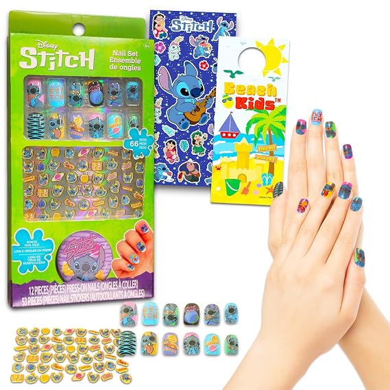 Stitch Nail Art Set - Bundle with Lilo and Stitch Nail Art Kit and Disney 100th Stickers for Party Supplies, Goodie Bags, and More