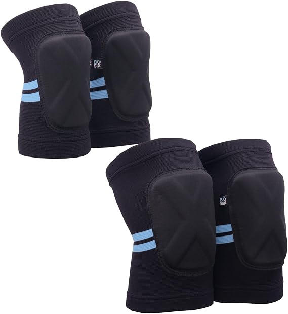 80SIX Stealth Pad Set – Soft, Shock-Absorbing Knee and Elbow Protectors for Skateboarding, Scooters, Cycling and Volleyball – Suitable for Both Kids and Adults