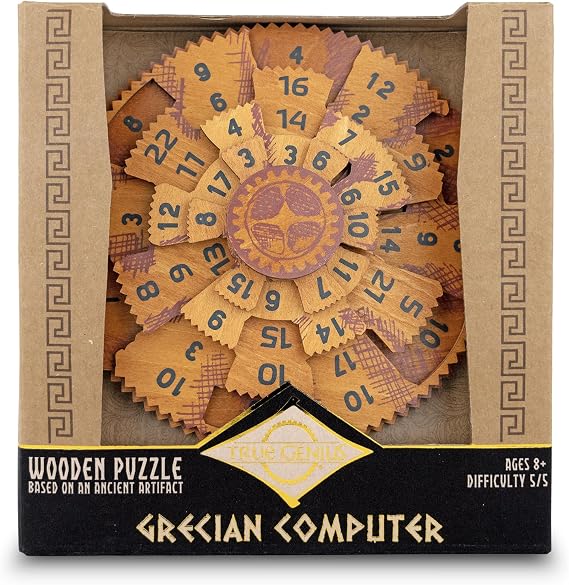 Project Genius Grecian Computer Mechanical Math Puzzle, Wooden Brainteaser Gift for History Buffs and Smart Kids, Teens, and Adults - True Genius Series Inspired by The Ancient Antikythera Mechanism