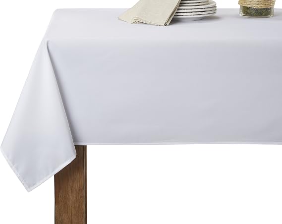 Violet Linen Solid Liner Oblong/Rectangle Tablecloth, 60" x 176", White