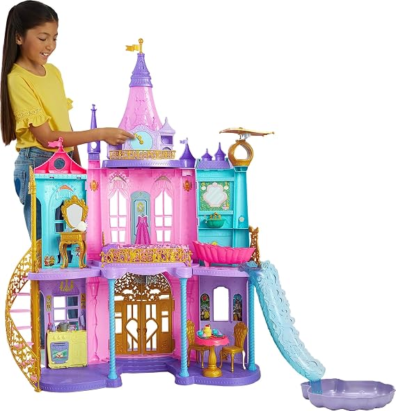 Mattel Disney Princess Ultimate Castle, 4 Ft Tall w/ Lights & Sounds | Includes 3 Levels, 10 Play Areas, 25+ Furniture & Accessories and Light-Up "Fireworks," Inspired by Disney Movies