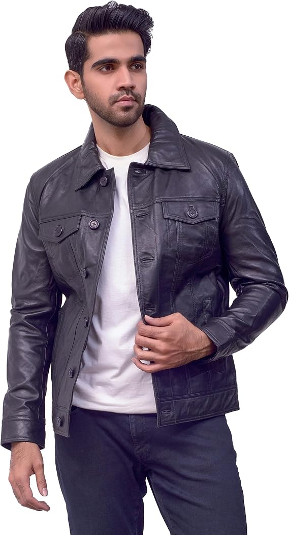 Mens Outerwear Fashion Black Leather Jacket