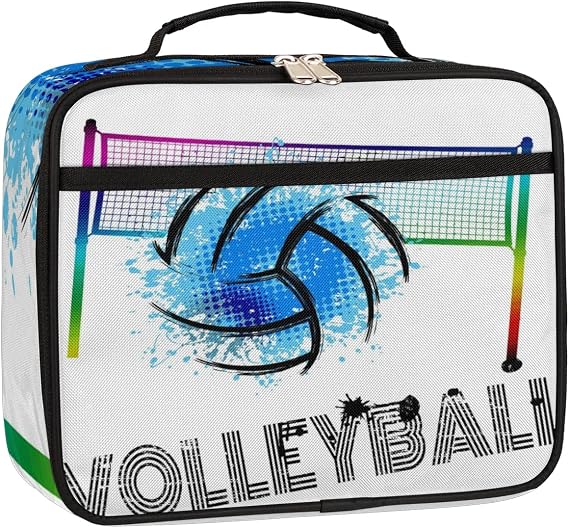 Kids Lunch Box Art Volleyball Ball Swirl,Insulated Lunch Bag for Boys Girls,Thermal Lunch Box Containers for School Work Office Beach