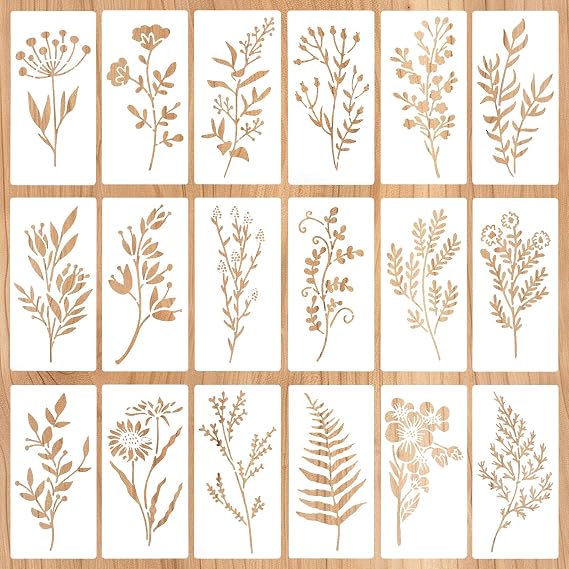 Stencils for Painting on Wooden Boards,Reusable Painting,Flower Stencils for Walls,for Crafts Reusable, templates,Flower for on Wood,Walls,Furniture(18)