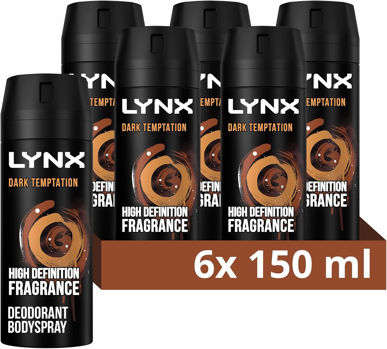Lynx Dark Temptation Body Spray Deodorant pack of 6 150 ml