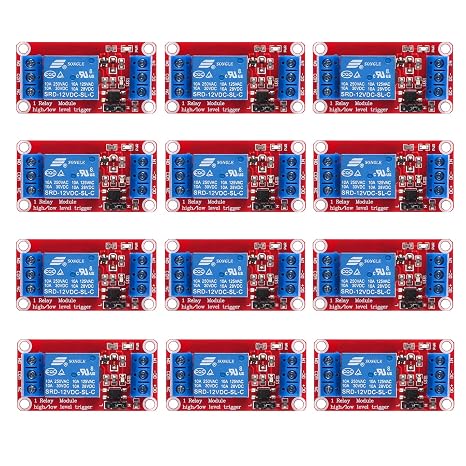 DIANN 12pcs DC 12V Relay Module 1 Channel Relay Board with Optocoupler Support High/Low Level Trigger