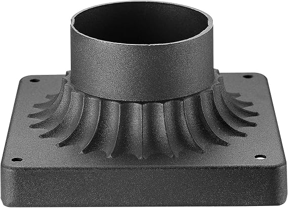 Emliviar Pier Mount Base, Cast Aluminum 3" Pier Mount Adapter in Black Finish, 20069 BK