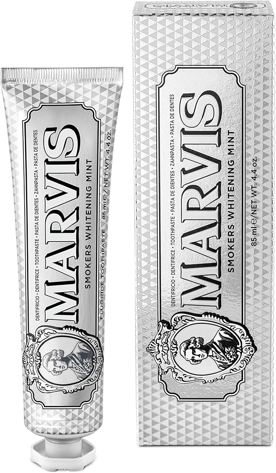 Marvis Smokers Whitening Toothpaste, Mint, 85ml, Promotes the Natural Whitening of the Teeth, Plaque Removal Toothpaste, Long-Lasting Freshness