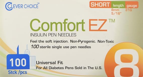 Clever Choice Comfortez Insulin Pen Needles 31g 8mm 100/bx, 100 Count