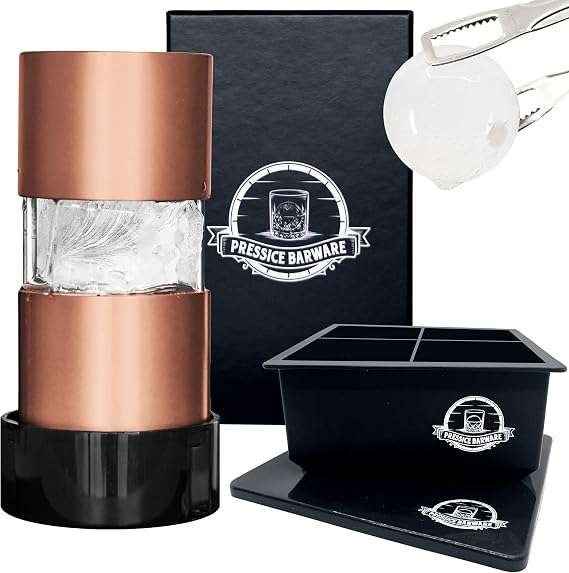 Ice Ball Press Precision-Crafted Aluminum Create Effortless Large Spheres Includes Ice Tray Made in the USA (Paloma Finish)