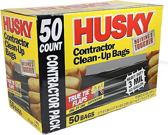 Husky 42 Gallon Contractor Clean-Up 3-Mil Trash Bags (50-Count)