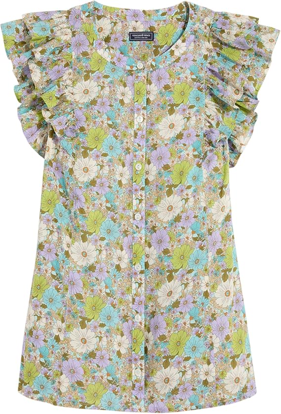 Vineyard Vines Women's Button-Front Flutter-Sleeve Top