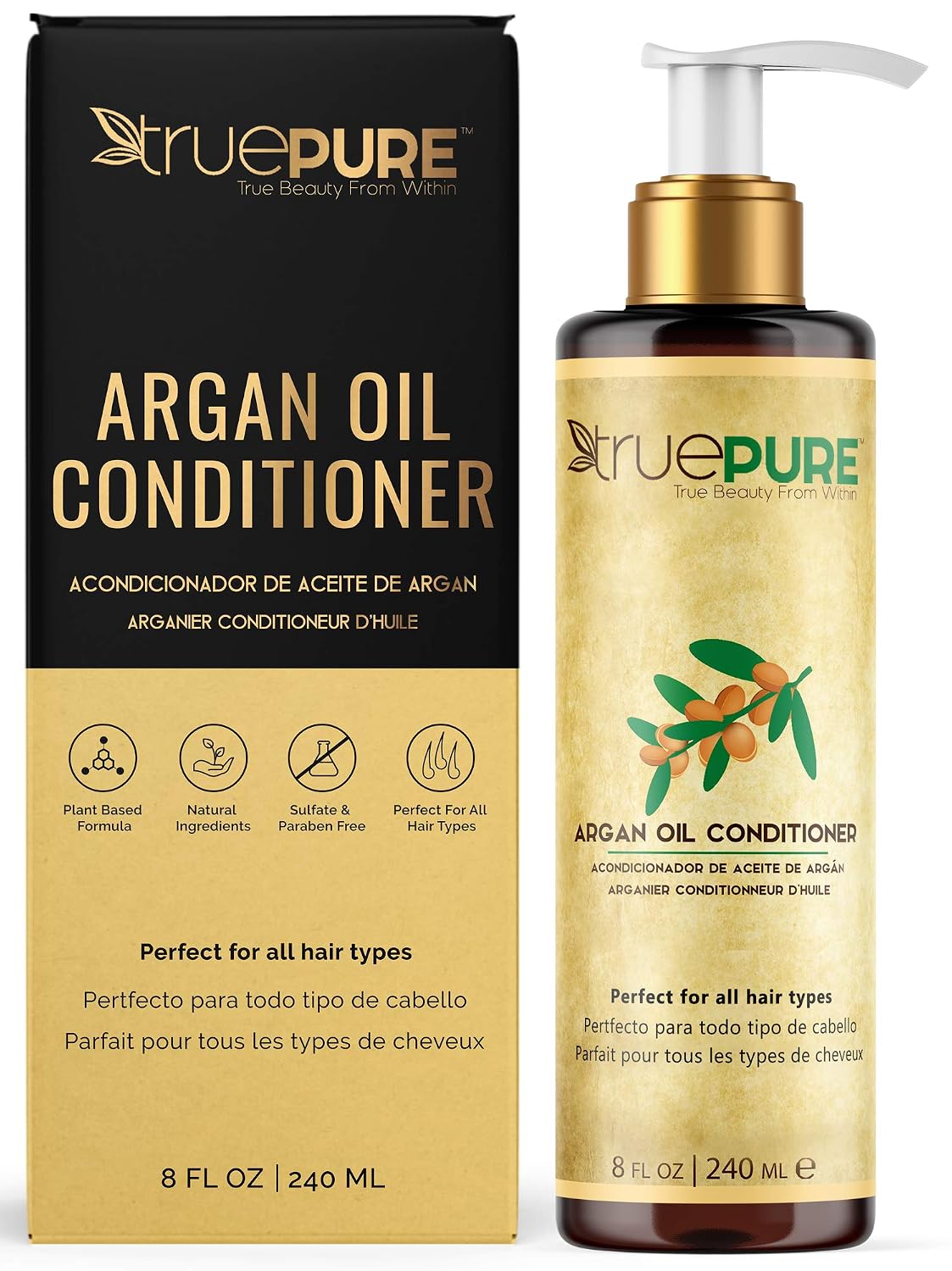 Argan Oil Conditioner 8 oz. Deep Conditioner, Hair Treatment for Dry, Damaged Follicles, Split Ends | Sulfate, Paraben, Fragrance Free | For Men & Women | Made in USA