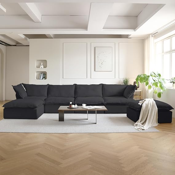 JACH U Shape Sectional Couches for Living Room, 6-Seat Modern Comfy Couch, Convertible Sectional Sofa, Sectional Sofas with Chaise Ottomans for Living