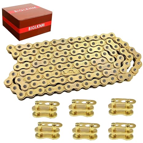 Gold 415 Motorcycle Chain 110 Links with Connector Master Link | for 49cc 60cc 66cc 80cc 2-Stroke Engine Motor Motorized Bicycle Bike Minibike