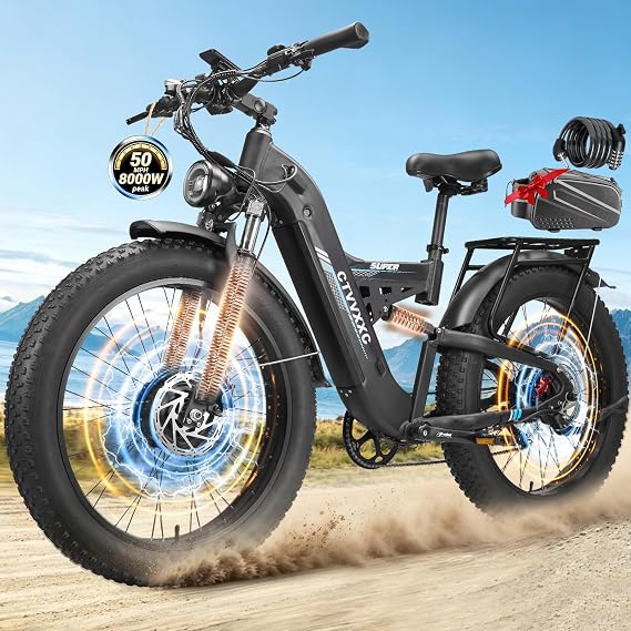 8000W Peak Dual Motor Electric Bike for Adults,50MPH Max Fast E-Dirtbike