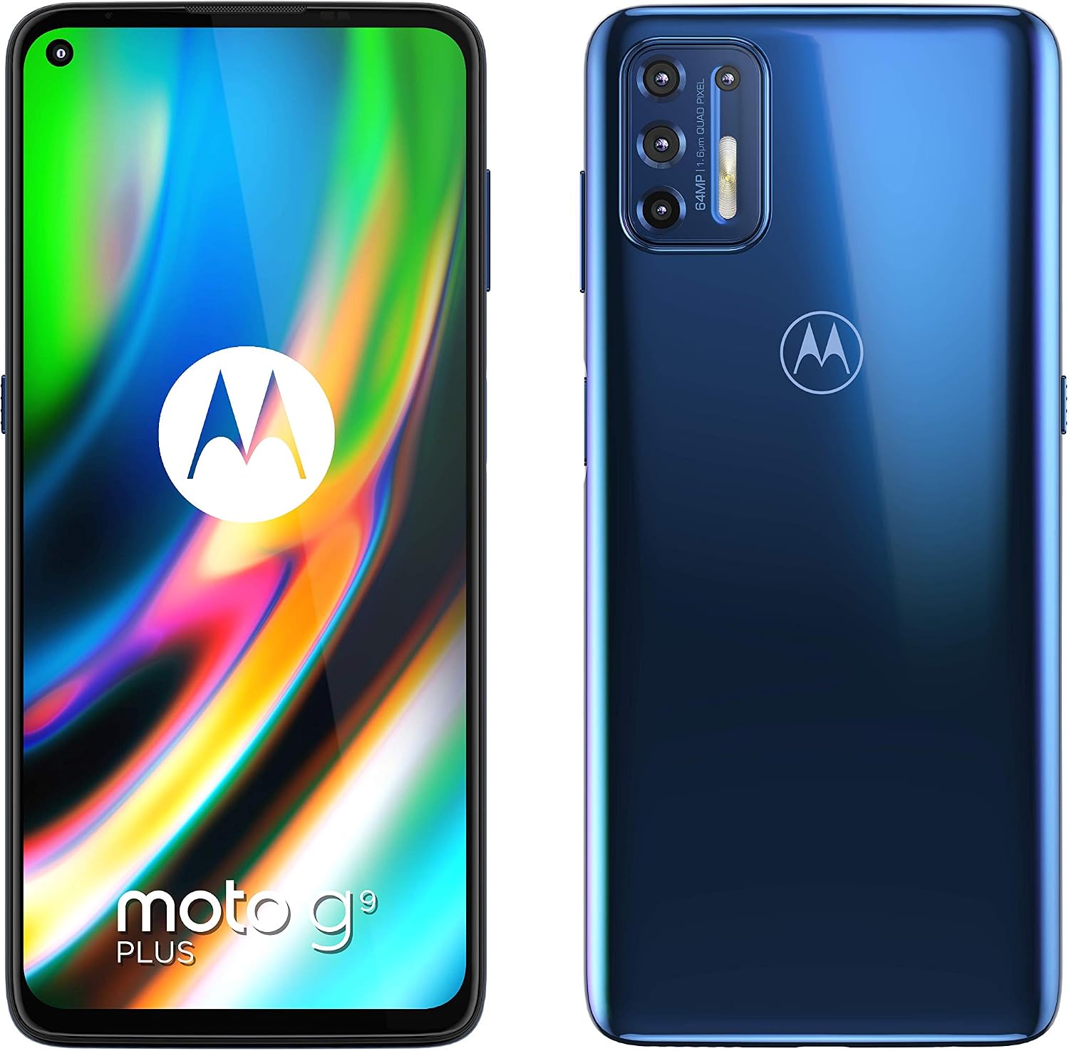 Moto G9 Plus 128GB, 6GB RAM 6.84" FHD, 5000mAh Battery, Snapdragon 730, Global 4G LTE GSM Factory Unlocked International Model, XT2087 Dark Blue