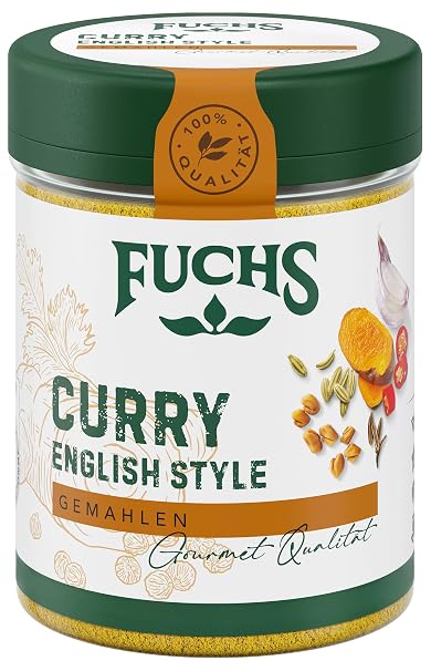 Fuchs Spices - Curry English Style - Spice for Curry Sausage Sauces or Spicy Butter - Natural Ingredients - 60 g in Reusable Recyclable Tin