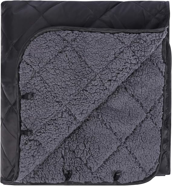 REDCAMP Large Camping Blanket with Sherpa Lining, Black 79"x79"
