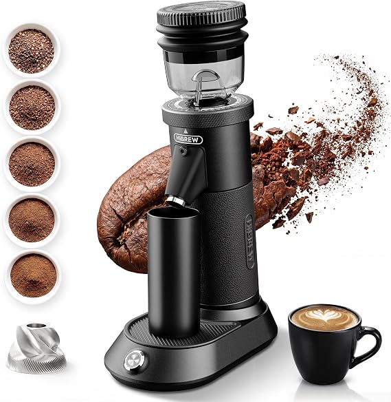 HiBREW G5A Espresso Coffee Grinder, 36 Setting, 48mm CNC Conical Burr,Black