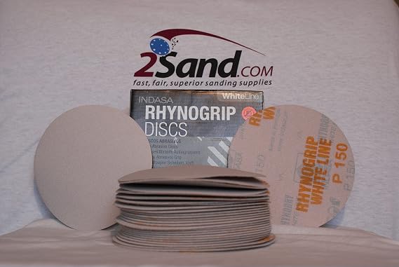 Indasa Rhynogrip 5 inch Solid White Hook & Loop Sanding Discs 60 Grit 50/box