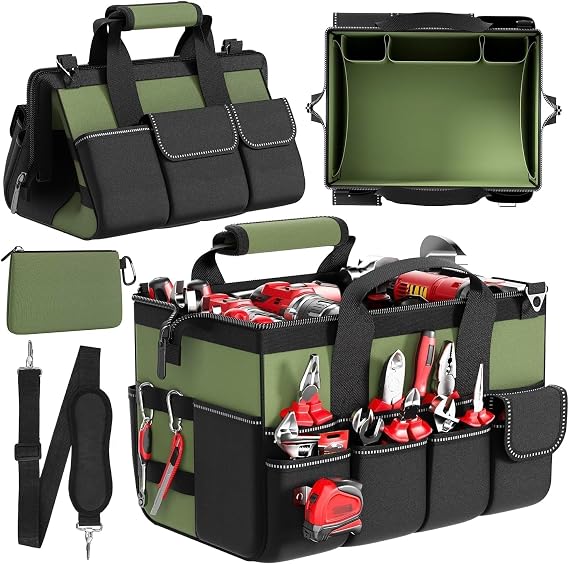 WELDUN Tool Bag 15.5 Inch, 17-Pocket Portable Tool Box Organizer Storage