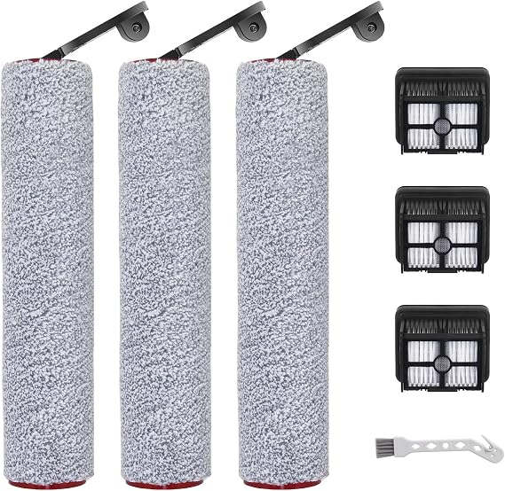 Replacement Parts for Dreame H12 Pro / H12 Dual / G10 Pro Wet Dry Vacuum | NOT for Other Models. ONLY Fits H12 Pro/H12 Dual/G10 Pro. 3 Roller Brushes, 3 Filters & 1 Cleaning Brush
