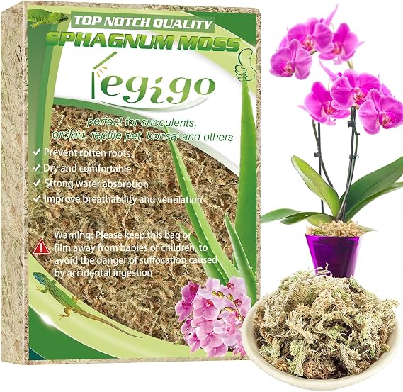 4QT Sphagnum Moss for Plants - 3.5OZ Natural Long Fibers Orchid Moss | Moisture Retention & Drainage Balance, Plant Moss for Orchids, Succulents, Carnivorous, Ferns, Reptile Bedding & Terrariums