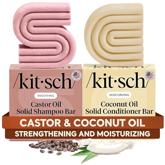 Kitsch Castor Oil Shampoo Bar & Coconut Oil Conditioner Bar 2pc set