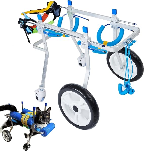 HobeyHove Adjustable 4-Wheel Large Dog Cart/Wheelchair, for Front Or Back Legs Large Dog Wheelchair,Light Weight, Easy Assemble(7-Size) (L)