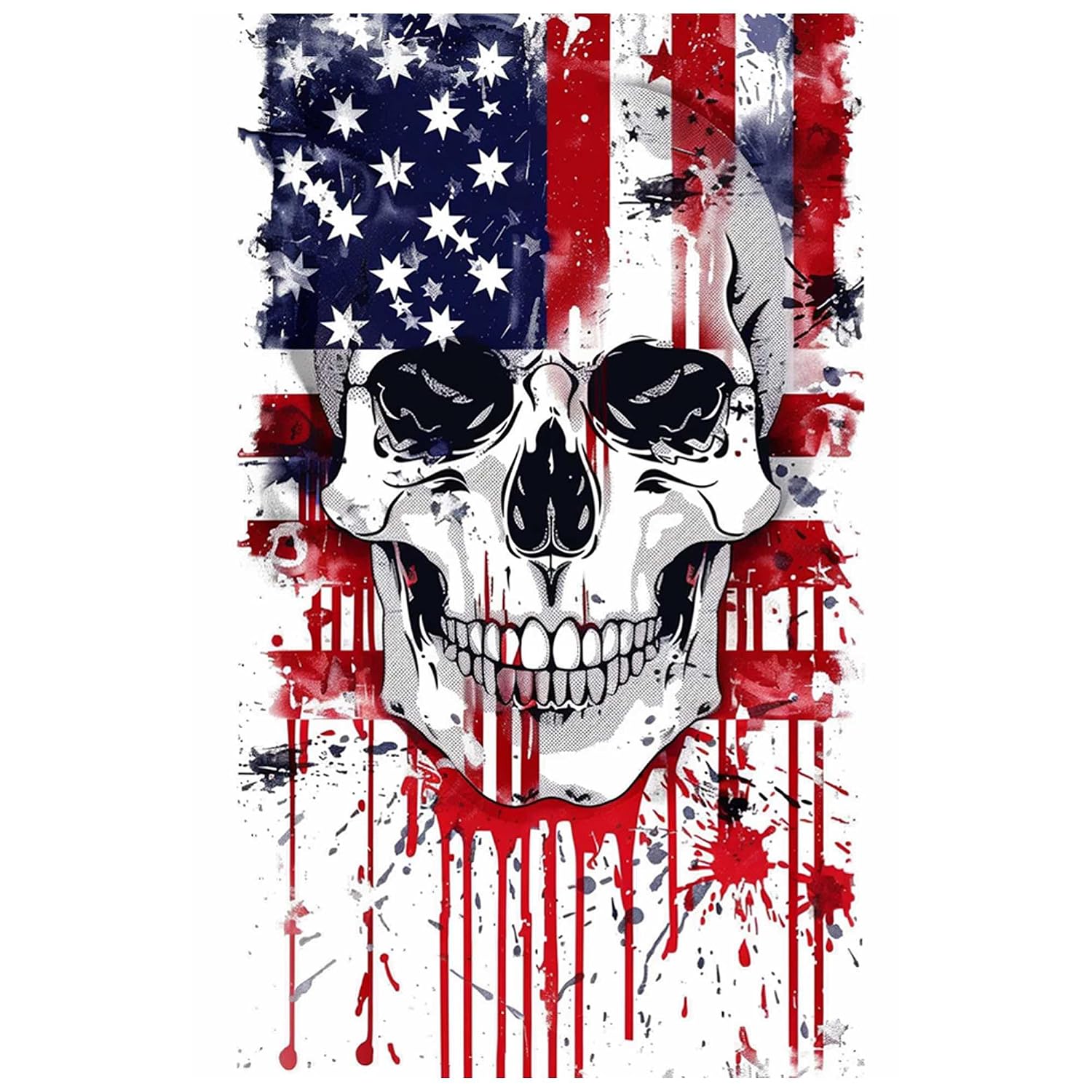 6 Sheets Temporary Tattoos for Men Adults Skull on American Flag Usa July 4th for Men Fake tattoos for Women Neck Arm Chest Face