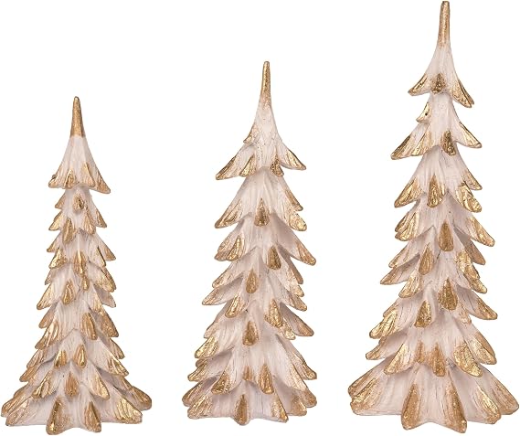 Transpac Transpac Resin 13.75 in. Brown Christmas Elegant Accent Trees Set of 3 Light Brown