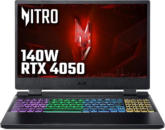 acer Nitro 5 AN515-58 Gaming Laptop - Intel Core i7-12650H, 16GB, 1TB SSD, NVIDIA GeForce RTX 4060 8G, 15.6" FHD IPS 144Hz, Windows 11, Black