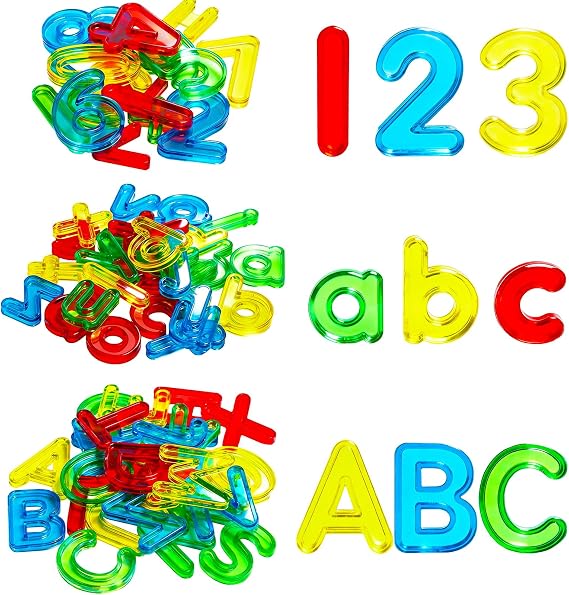 Bbiamsleep 67 Pcs Plastic Practice Set Transparent Letters and Numbers