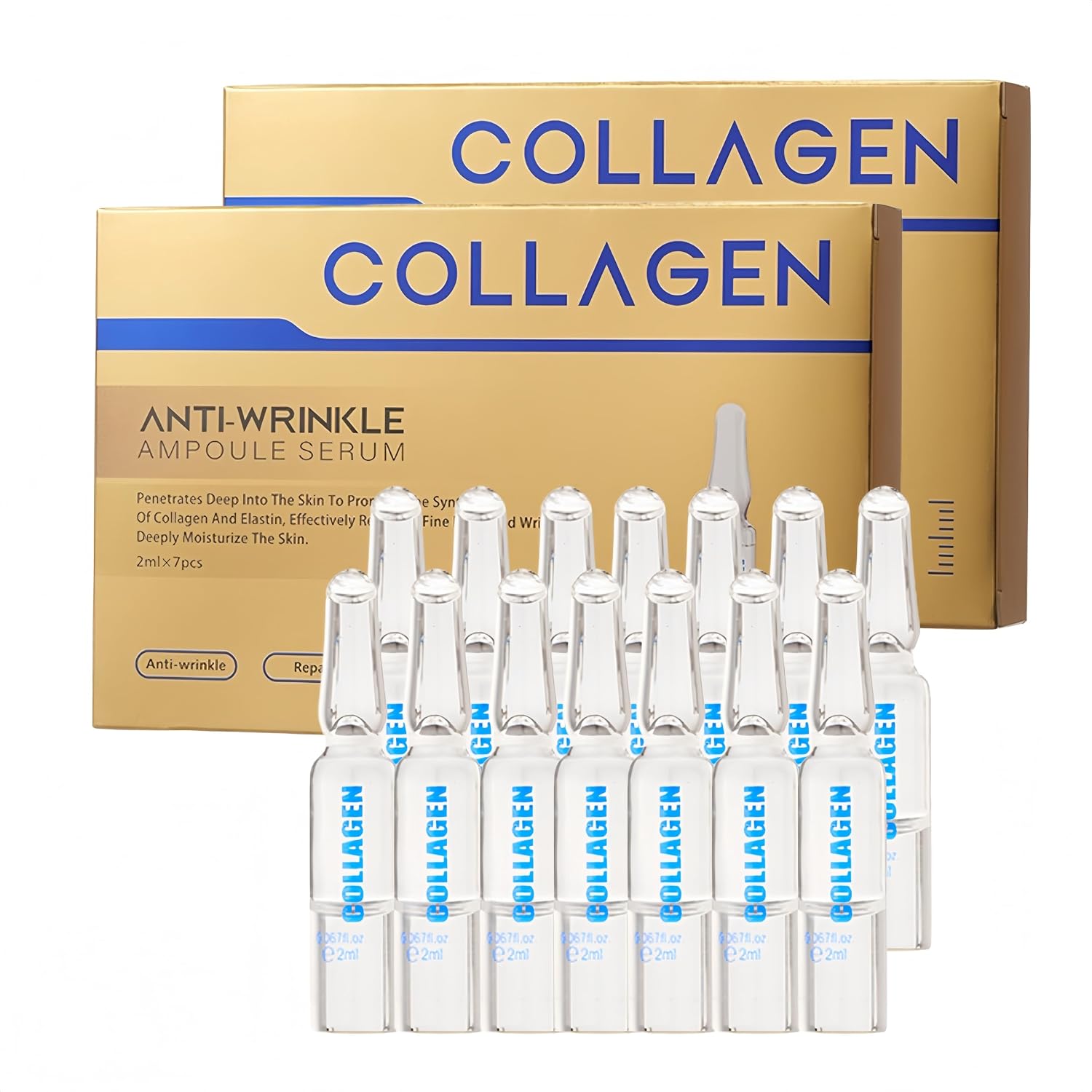 14 Pieces Collagen Ampoules Face - Collagen Serum Face - Anti-Wrinkle Serum & Moisturising Serum - Regenerating Face Serum for Men and Women - Ampoules Advent Calendar