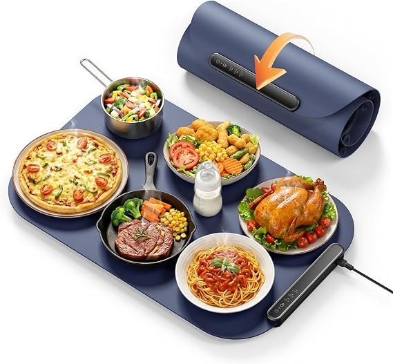 Food Warmer Mat 61x40 cm, 3-Level Temperature Warming Mat for Food - Electric Hot Plate for Keeping Food Warm, Warming Trays for Buffets, Food Warmers for the Table, Home, Parties & Thanksgiving